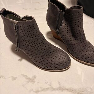 Report Perforated Gray Ankle Booties